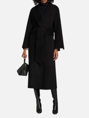 Mercer Collective Women's Black Grace Wrap Wool Coat Size S